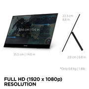ViewSonic VX1655 15.6 Inch Full HD IPS Portable Monitor with Dual USB-C, Mini HDMI, Built-In Stand and Dual Speakers, Black