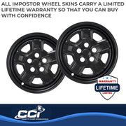 Coast2Coast International 16 Inch 5 Indented Spoke Gloss Black ABS Plastic Wheel Cover Set of 4 IWCIMP78BLK