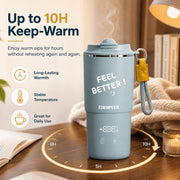AlfaBot Temperature Control Heated Travel Mug, Smart Self Heating, 14 Oz, Green, EC1-G-1
