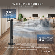 Lasko T42700 42 Inch  EcoQuiet 12-Speed DC Motor Tower Fan with Remote Control, Black
