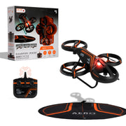 Sharper Image 1016960 Aero Drone, Rechargeable LED Stunt Drone, Built-in Led Lights, Age 14+, Orange
