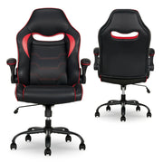 Gamer Gear 52648-BLKRED Sentry Gaming Chair with Flip-Up Armrest and Adjustable Height and Tilt, Black and Red