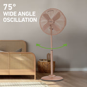 Holmes 16 Inch Oscillating Stand Fan, 3 Speed, Adjustable Height, Brushed Copper, 14546