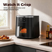 WiseStone Air Fryer 6QT Toaster Oven Kitchen Appliances with 8 Cooking Presets, 8-in-1 Max Crisp, Air Fry