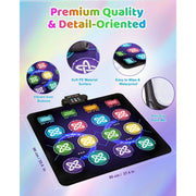 Lilian&Gema Interactive Dance Game Mat with 12 Light-Up Arrows, 8 Game Modes, Adjustable Volume, Dual Player, Waterproof, Foldable, Multicolor, ACGKTW0201