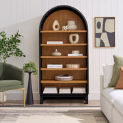 Better Homes & Gardens Juliet Open Arch Bookcase, White and Light Honey, Five Shelves with Three Adjustable, Durable Wood Construction