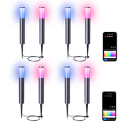 DeckTok Outdoor Pathway RGBWW Lights, Landscape Lighting with 49 Scene Modes and 9 Music Modes, IP65 Waterproof, Aluminum Alloy, 500 Lumens, Black, 8-Pack