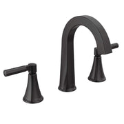 Delta 35839LF-BL Lorna 8 in. Widespread Double Handle Bathroom Faucet with Drain Kit, Matte Black