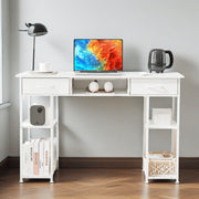 Concetta D-3CZ 48 Inch Small Desk with Fabric Drawers and Storage Shelves, White