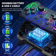 Zrzlmvp Switch Pro Controller, Wireless Video Game Controller with RGB Lighting, 1000mAh Rechargeable Battery, Turbo Function, Crackle Lightning Pattern, Black, S19