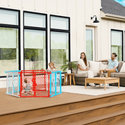 Regalo 2-in-1 Super Wide Baby Safety Gate and Play Yard, 192-Inch Coverage, Red White Blue, Ages 6-24 Months, 1372