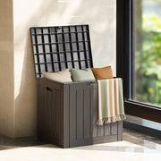 Gianna 31 Gallon Resin Deck Box Waterproof UV Resistant Outdoor Storage Box Brown Rectangle JBX