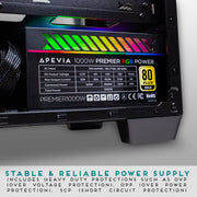 Apevia ATX-PM850W PCIe 5.0 Premier 850W 80+ Gold Certified Semi-Modular Gaming Power Supply with Active PFC and 366 RGB Light Modes