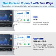 Cihysul 12in Full HD IPS Portable Monitor Laptop Screen Extender with Built-in Stand and 2-in-1 Cable, Silver