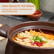 Supor 4.8QT Deep Round Pottery Stew Pot with Lid, Brown, Even Heat and Moisture Lock Design, 7117001845