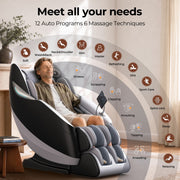 Upgo 4D Massage Chair with 55-Inch SL Track, 3 Zero Gravity Modes, App Control, Gray Leather