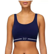 GapBody Womens 2-Pack Seamless Cotton Comfort Bras, Breathable Stretch Fit, Built-In Crease-Free Cups, Logo Band, Large, Multicolor