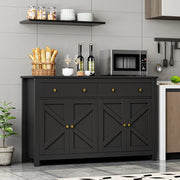 Homfa 55''W Farmhouse Kitchen Sideboard with 4 Doors 2 Drawers