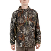 Mossy Oak Men's Hunting Jacket with Scent-Factor Scent Inhibitor, Waterproof Breathable Polyester Tricot, Camouflage, Mid-Length, Adjustable Hood and Cuffs, Size XL