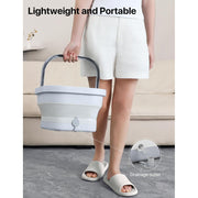 ALLJOY Collapsible Foot Spa Massager with Heat, 6 Shiatsu Massage Rollers, Oxygen Bubble Therapy, Foldable Portable Foot Bath Tub with Heater