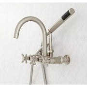 Signature Hardware SH441133BN Sebastian Gooseneck Tub Faucet with Hand Shower/Cross Handles,Brushed Nickel
