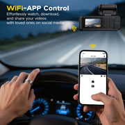 Nexpow VSQ10 4K Front and 2K Rear Dual Dash Cam with Built-in WiFi, Night Vision, G-Sensor, Loop Recording, 64GB Card