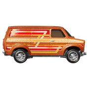 Mattel Hot Wheels Premium Boulevard Ford Transit Supervan 1:64 Scale Die-Cast Van Orange Metallic Retro Striped Graphics Real Riders HRT76