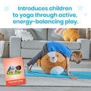 hand2mind BubblePlush Yoga Ball Buddy Puppy, Soft Washable Plush with 12 Double-Sided Yoga Cards, Kids Yoga Companion