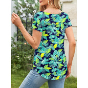 Fancyglim Women's Plus Size Tunic Top, V Neck Henley, Cold Shoulder, Navy Blue, 4XL