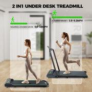 Homshade Patbrela 2 in 1 Foldable Exercise Treadmill with Handlebar, 2.5 HP Motor, 300 lb Capacity, Touch Control LED Display, Remote Control, Portable Under Desk Walking Pad FT51