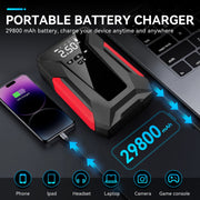 Amybaby 8-in-1 Emergency Jump Starter with 4000A Peak, 150PSI Auto-Stop Air Compressor, LED Emergency Light, 29800mAh Power Bank, All-Climate Roadside Kit MUZPU-Jump-Starter-STTA02