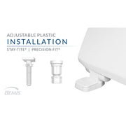 Bemis U2998SLP 000 Mayfair One Fit Plastic Toilet Seat, Universal Fit for Round and Elongated Toilets, White