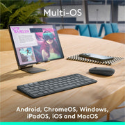 Logitech Keys-To-Go 2 Slim Portable Bluetooth Keyboard with Built-in Cover, Full Shortcut Row, Compatible with iPad iPhone Mac Apple TV, Graphite, 920-012866