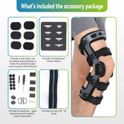 Orthomen ACL Knee Brace with Adjustable Hinges, Thick Silicon-Coated Neoprene Liners, Black, Left Large KN033-M-L