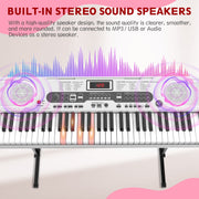 SUGIFT 61 Key Electric Keyboard Piano with Lighted Keys, 200 Tones, 200 Rhythms, 70 Demo Songs, LCD Display, Teaching Modes, Black