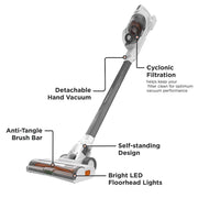 BLACK+DECKER Powerseries+ 20V MAX Cordless Stick Vacuum with AUTOSENSE Technology, Anti-Tangle Brush Bar, LED Floorhead Lights, Convertible Handheld, White, BHFEA520J