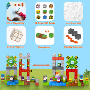 Crtynell Magnetic Blocks, 120PCS Magnetic Building Cube Game, Constructions Toys for Boys & Girls