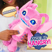 Disney Stitch Angel Interactive Plush Toy, 13.5-Inch Pink with Animated LCD Eyes, 50+ Sounds and Phrases, Ages 3+, 11926