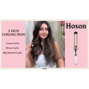 Hoson 2 Inch Hair Curling Iron, Extra-Large Ceramic Tourmaline Barrel, Adjustable 225F-450F with LCD Display, Dual Voltage, Glove Included, X8399-38