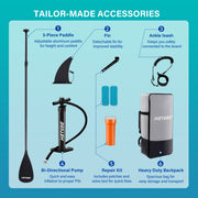 Hotsee Inflatable Stand Up Paddle Board, 10.6 ft, 6 in Thick, 32 in Wide Non-Slip EVA Deck, Removable Fins, Dual-Action Pump, Aluminum Paddle, Backpack Included