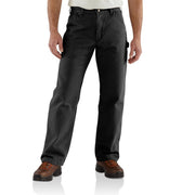 Carhartt Men's Loose Straight Washed Duck Lined Dungaree Work Utility Pants, Black, 38W x 36L, B111-BLK