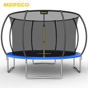 Mersco 14ft Pumpkin-Shaped Outdoor Trampoline with Safety Enclosure Net, Galvanized Steel Frame, Blue