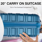 Landisun LA-23066-Blue Carry on Luggage 20 inch Lightweight Suitcase with Spinner Wheels and TSA Lock, Blue