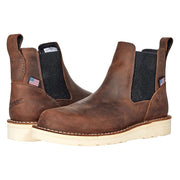 Danner Bull Run Chelsea Work Boots for Men, Oiled Full-Grain Leather, Mesh Lining, 3-Density Cushion Footbed, Non Slip Wedge Outsole, Brown, 10.5, 15481