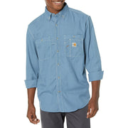 Carhartt Flame-Resistant Carhartt Force Button-Front Long-Sleeve Shirt for Men - Steel Blue - 4XLT