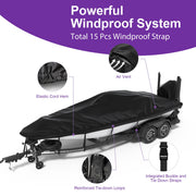 Agricasst 1200D PU Heavy Duty Cover with Motor Cover and 15 Adjustable Straps, 14-16FT, Black - Waterproof