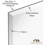 Hamilton Hills Large Frameless Rectangle Beveled Mirror, 16x24 Inch, Ultra-Thin, Lightweight, Silver
