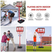 Cshidworld 2 in 1 Adjustable Height Basketball Hoop Stand, Portable Indoor Outdoor Basketball Goal System with Fillable Base and 3 Balls