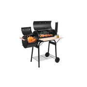 Zimtown BBQ Charcoal Grill Outdoor Barbecue Pit with Offset Smoker Patio Backyard Black