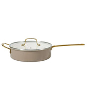 Martha Stewart 148381.1 10-Piece Nonstick Pots and Pans Cookware Set with Gold Handles, Taupe